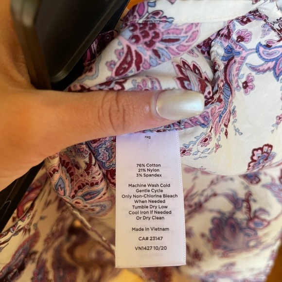 Talbots Puff Sleeve Blouse Paisley Print Size Small Bohemian - Picture 7 of 7